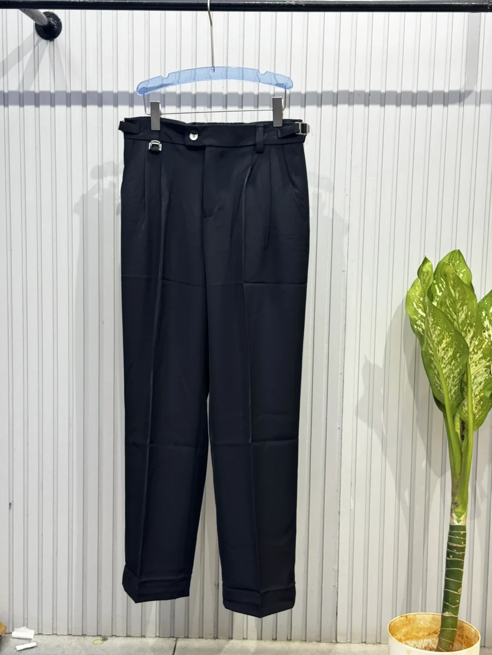 Midnight Black Imported Korean Pleated Trousers
