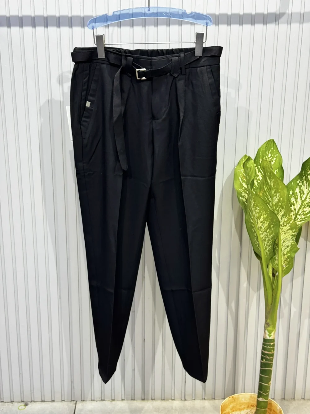 Black Belted Imported Relaxed Trousers