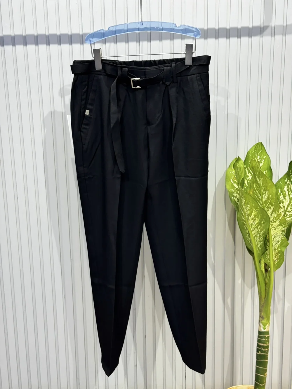 Black Belted Imported Relaxed Trousers - Image 2