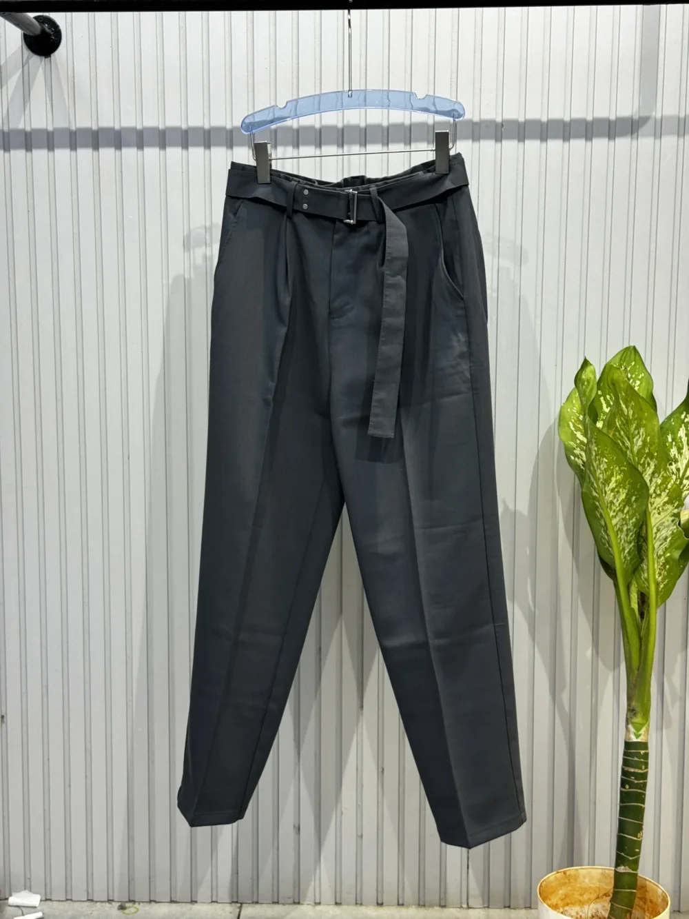 Slate Grey Belted Imported Korean Trousers