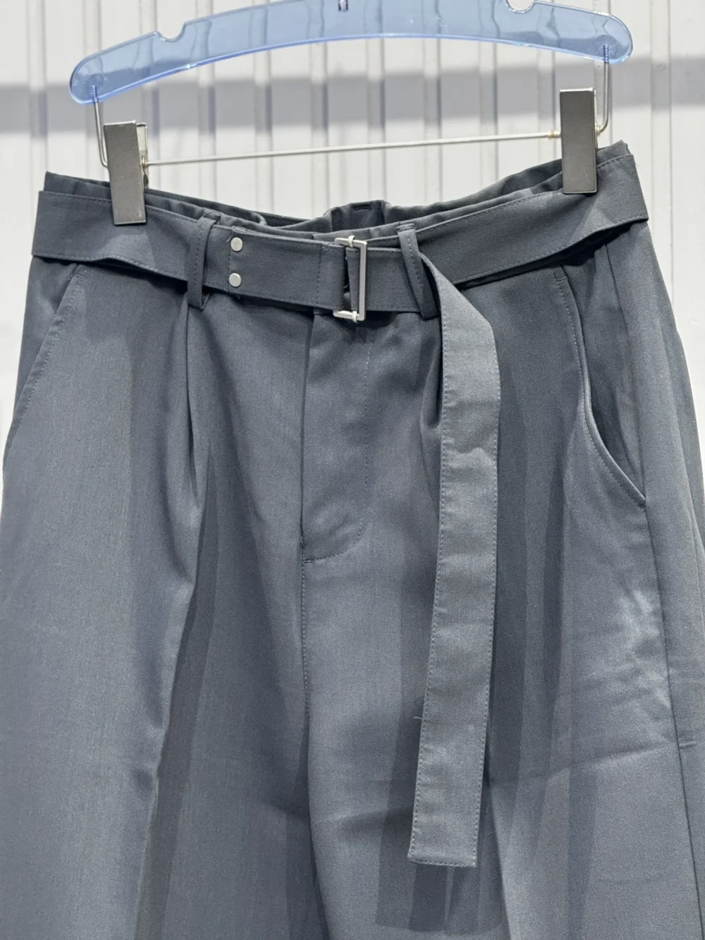 Slate Grey Belted Imported Korean Trousers - Image 2