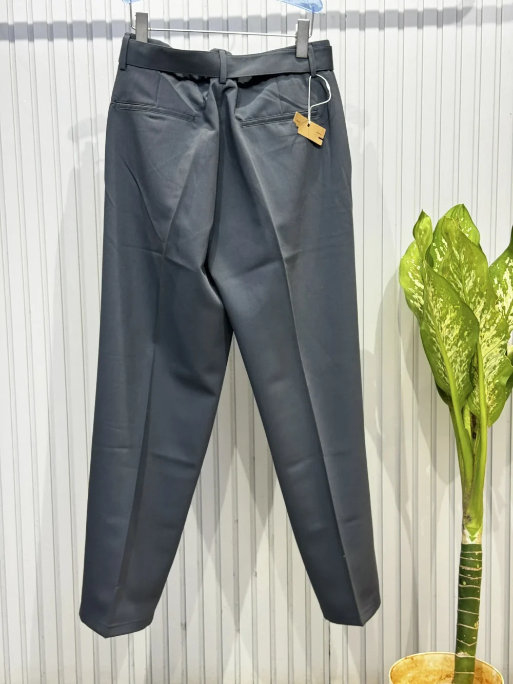 Slate Grey Belted Imported Korean Trousers - Image 3