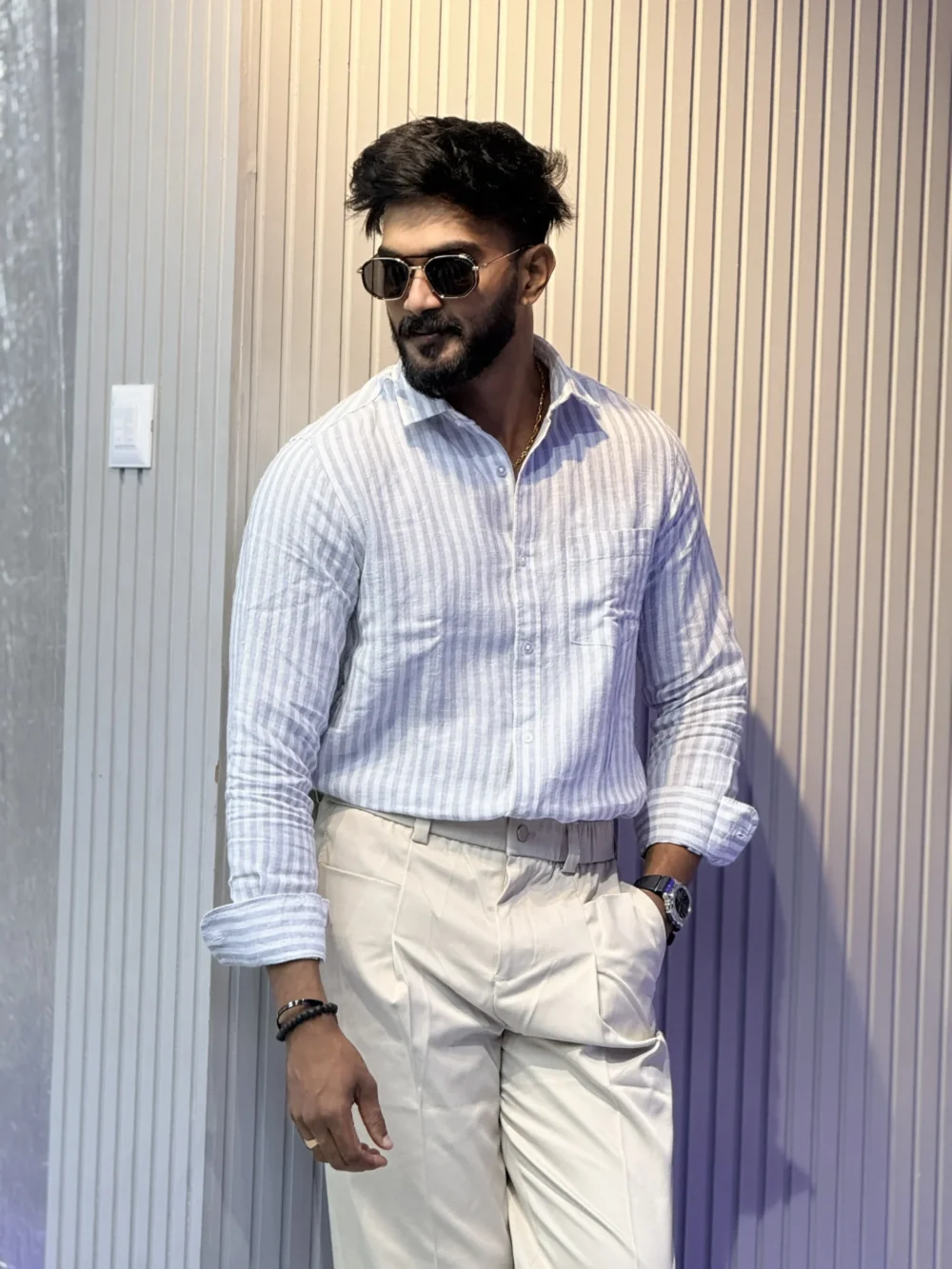 40’s pure linen stripes