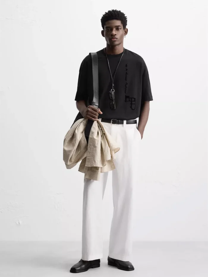 Zara TEXTURED PRINT T-SHIRT