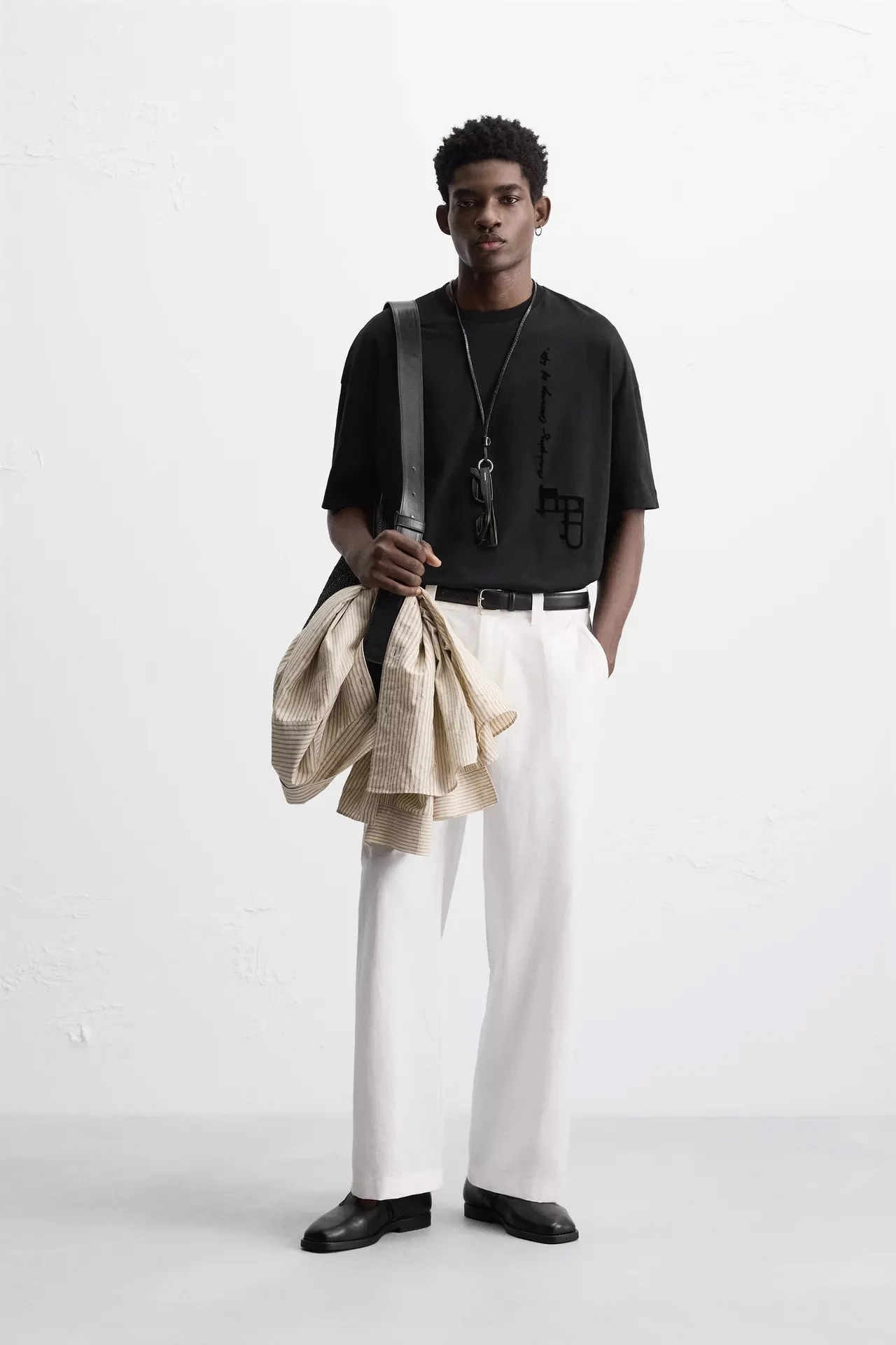 Zara TEXTURED PRINT T-SHIRT