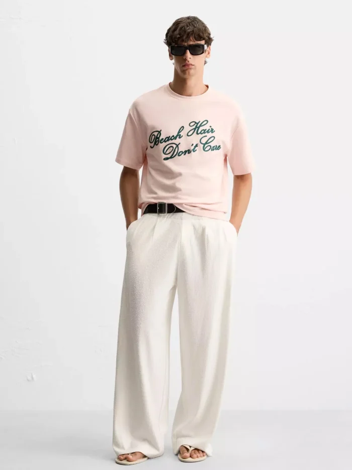 Zara EMBROIDERED SLOGAN T-SHIRT