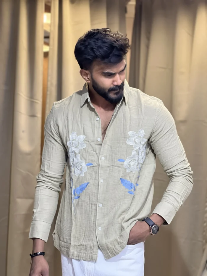 Emroidry linen blend